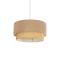 BIGGIE  Μοντέρνο Κρεμαστό Φωτιστικό Kαπέλο Μονόφωτο 1 x E27 IP20 Μπεζ  Ύφασμα με Μπεζ Rattan - Μ30 x Π30 x Υ70cm