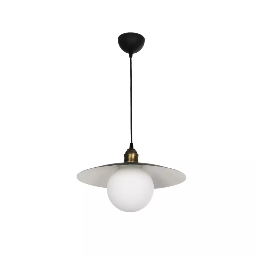STUDY  Μοντέρνο Κρεμαστό Φωτιστικό Καμπάνα Μονόφωτο 1 x E27 IP20 Μπρούτζινο & Μαύρο Μέταλλο - Μ31 x Π31 x Υ27cm