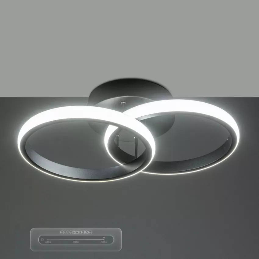 GLOBOSTAR® CORA  Μοντέρνο Φωτιστικό Οροφής LED 18W 2160lm 300° AC 220-240V IP20 Ρυθμιζόμενο Λευκό CCT με On/Off 2700K/4500K/6000K - Lumileds SMD Chip - Μαύρο Ματ - Μ36 x Π20.5 x Υ7cm