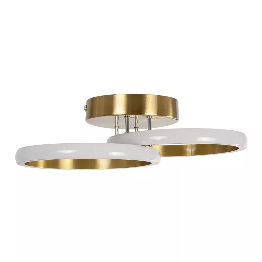 CORA  Φωτιστικό Οροφής Design LED CCT 18W 2160lm 300° AC 220-240V - Εναλλαγή Φωτισμού μέσω Διακόπτη On/Off All In One Ψυχρό 6000k+Φυσικό 4500k+Θερμό 2700k Μ36 x Π20.5 x Υ7cm - Χρυσό Βούρτσας