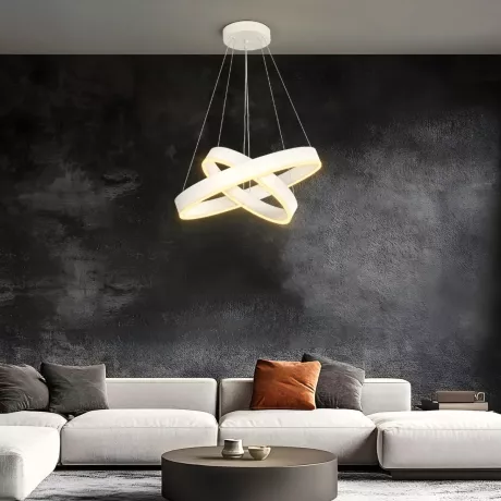 kelvo® VENOM  Κρεμαστό Φωτιστικό Οροφής LED 75W 7500lm 120° AC 220-240V IP20 Ρυθμιζόμενο Λευκό CCT με Χειριστήριο από 2700K έως 6000K Dimmable - Lumileds SMD Chip - Λευκό Ματ - Μ60 x Π60 x Υ40cm