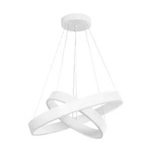 kelvo® VENOM  Κρεμαστό Φωτιστικό Οροφής LED 75W 7500lm 120° AC 220-240V IP20 Ρυθμιζόμενο Λευκό CCT με Χειριστήριο από 2700K έως 6000K Dimmable - Lumileds SMD Chip - Λευκό Ματ - Μ60 x Π60 x Υ40cm