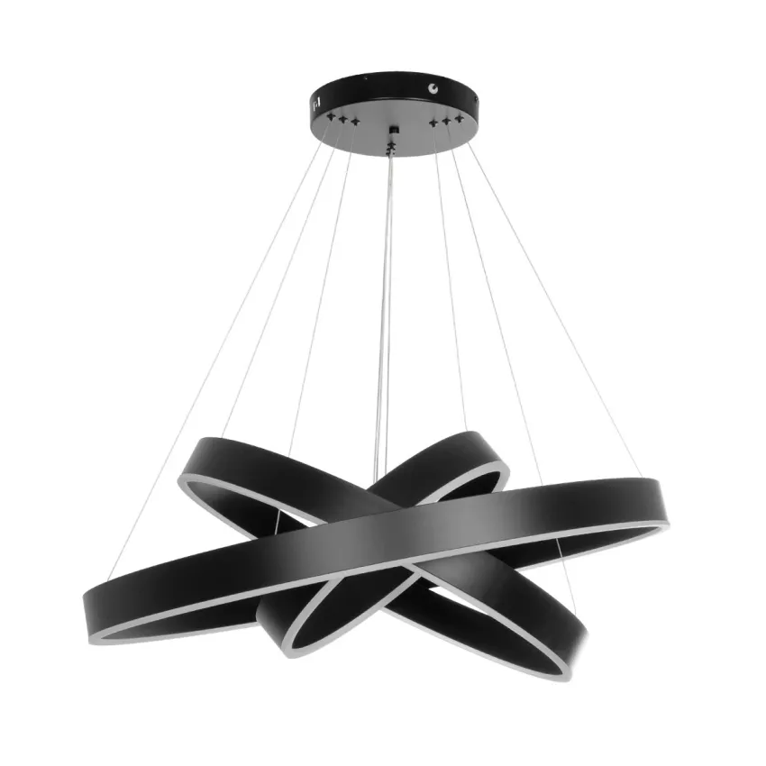 kelvo® VENOM  Κρεμαστό Φωτιστικό Οροφής LED 120W 12000lm 120° AC 220-240V IP20 Ρυθμιζόμενο Λευκό CCT με Χειριστήριο από 2700K έως 6000K Dimmable - Lumileds SMD Chip - Μαύρο Ματ - Μ80 x Π80 x Υ80cm