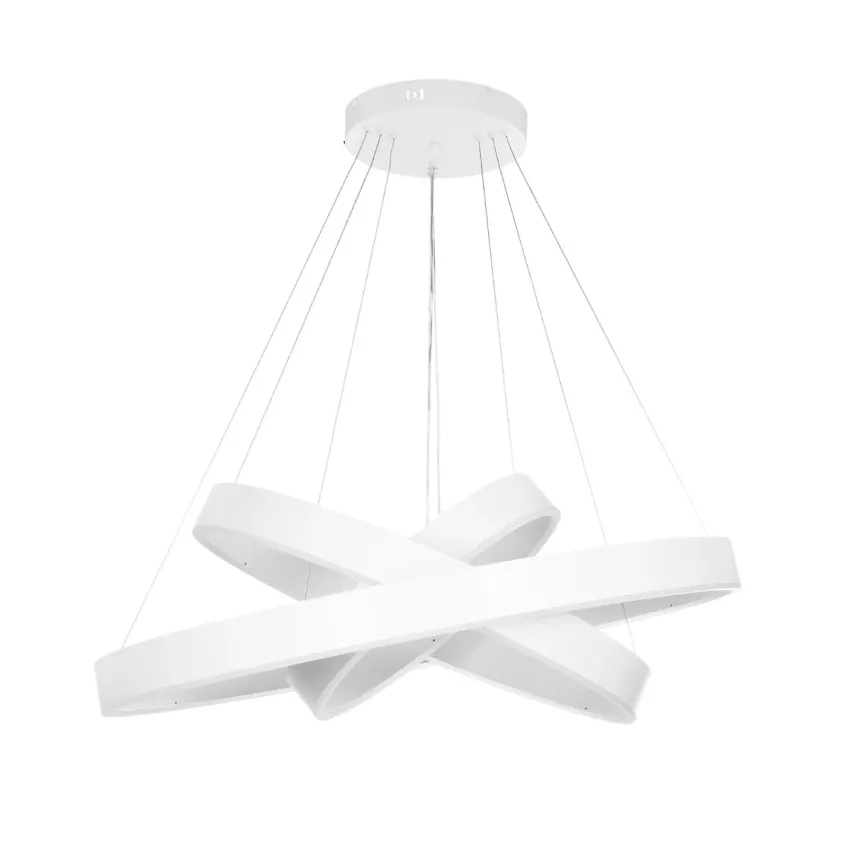 kelvo® VENOM  Κρεμαστό Φωτιστικό Οροφής LED 120W 12000lm 120° AC 220-240V IP20 Ρυθμιζόμενο Λευκό CCT με Χειριστήριο από 2700K έως 6000K Dimmable - Lumileds SMD Chip - Λευκό Ματ - Μ80 x Π80 x Υ80cm