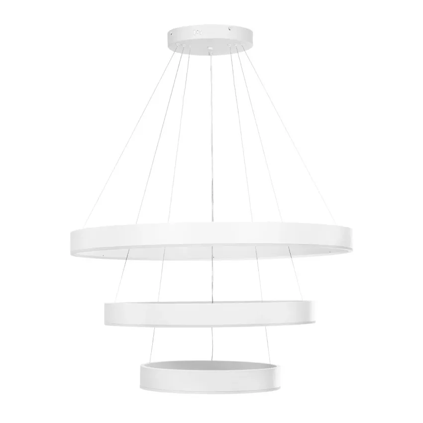 kelvo® VENOM  Κρεμαστό Φωτιστικό Οροφής LED 120W 12000lm 120° AC 220-240V IP20 Ρυθμιζόμενο Λευκό CCT με Χειριστήριο από 2700K έως 6000K Dimmable - Lumileds SMD Chip - Λευκό Ματ - Μ80 x Π80 x Υ80cm