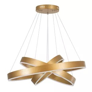 kelvo® VENOM  Κρεμαστό Φωτιστικό Οροφής LED 120W 12000lm 120° AC 220-240V IP20 Ρυθμιζόμενο Λευκό CCT με Χειριστήριο από 2700K έως 6000K Dimmable - Lumileds SMD Chip - Χρυσό Πλατίνα - Μ80 x Π80 x Υ80cm