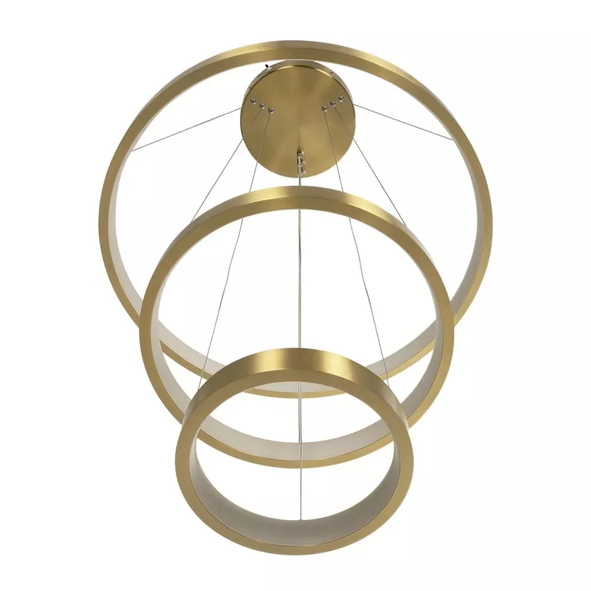 kelvo® NEMESIS  Κρεμαστό Φωτιστικό Οροφής LED 100W 10000lm 180° AC 220-240V IP20 Ρυθμιζόμενο Λευκό CCT με Χειριστήριο από 2700K έως 6000K Dimmable - Lumileds SMD Chip - Χρυσό Πλατίνα - Μ60 x Π60 x Υ60cm