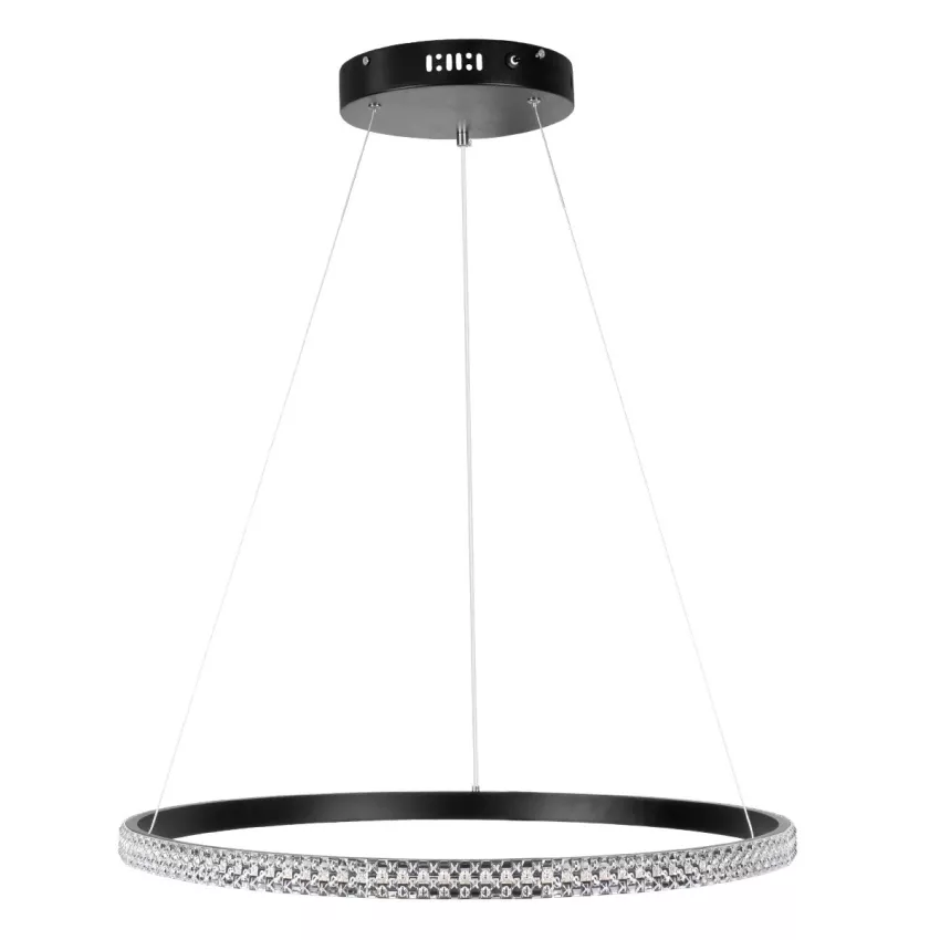 kelvo® DIAMOND  Κρεμαστό Φωτιστικό Οροφής LED 45W 4500lm 180° AC 220-240V IP20 Ρυθμιζόμενο Λευκό CCT με Χειριστήριο από 2700K έως 6000K Dimmable - Lumileds SMD Chip - Μαύρο Ματ - Μ60 x Π60 x Υ3cm