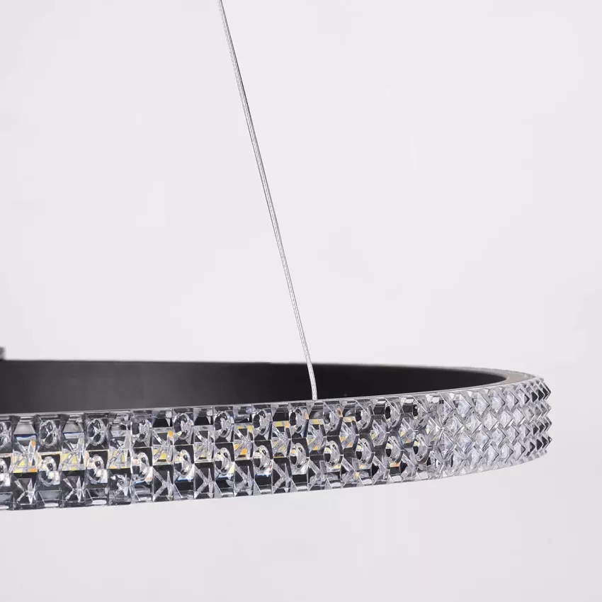 kelvo® DIAMOND  Κρεμαστό Φωτιστικό Οροφής LED 45W 4500lm 180° AC 220-240V IP20 Ρυθμιζόμενο Λευκό CCT με Χειριστήριο από 2700K έως 6000K Dimmable - Lumileds SMD Chip - Μαύρο Ματ - Μ60 x Π60 x Υ3cm
