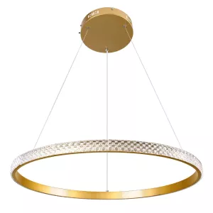 kelvo® DIAMOND  Κρεμαστό Φωτιστικό Οροφής LED 45W 4500lm 180° AC 220-240V IP20 Ρυθμιζόμενο Λευκό CCT με Χειριστήριο από 2700K έως 6000K Dimmable - Lumileds SMD Chip - Χρυσό Πλατίνα - Μ60 x Π60 x Υ3cm