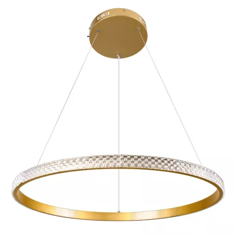 kelvo® DIAMOND  Κρεμαστό Φωτιστικό Οροφής LED 45W 4500lm 180° AC 220-240V IP20 Ρυθμιζόμενο Λευκό CCT με Χειριστήριο από 2700K έως 6000K Dimmable - Lumileds SMD Chip - Χρυσό Πλατίνα - Μ60 x Π60 x Υ3cm