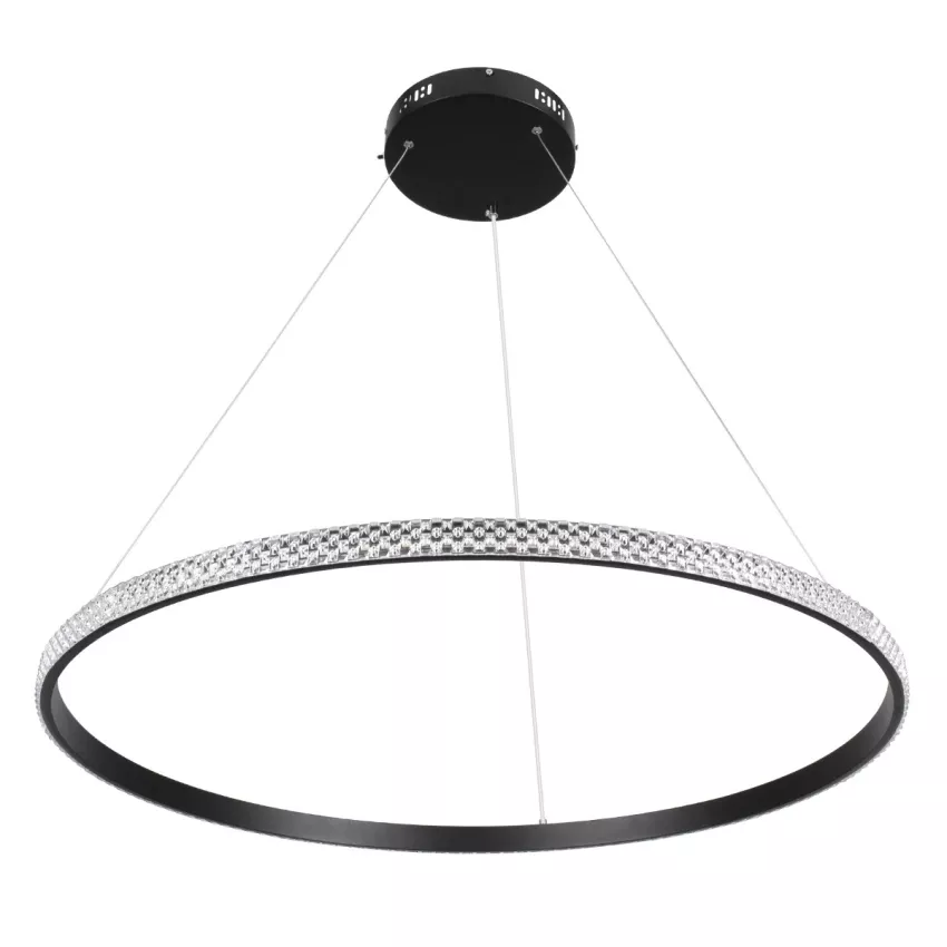 kelvo® DIAMOND  Κρεμαστό Φωτιστικό Οροφής LED 67W 6700lm 180° AC 220-240V IP20 Ρυθμιζόμενο Λευκό CCT με Χειριστήριο από 2700K έως 6000K Dimmable - Lumileds SMD Chip - Μαύρο Ματ - Μ80 x Π80 x Υ3cm