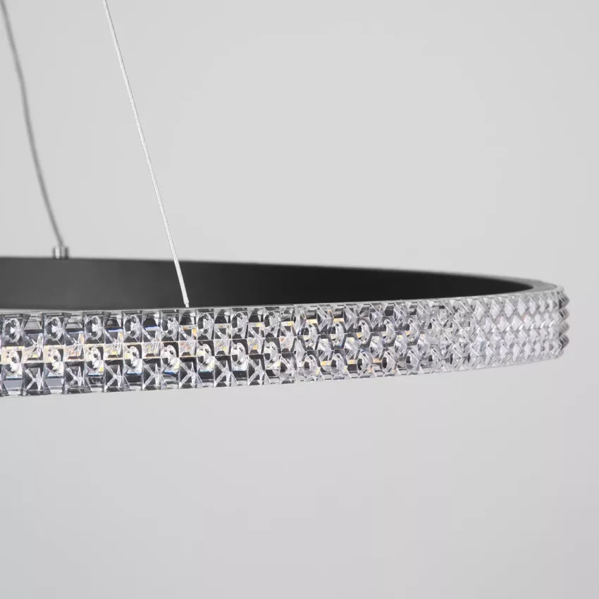 kelvo® DIAMOND  Κρεμαστό Φωτιστικό Οροφής LED 67W 6700lm 180° AC 220-240V IP20 Ρυθμιζόμενο Λευκό CCT με Χειριστήριο από 2700K έως 6000K Dimmable - Lumileds SMD Chip - Μαύρο Ματ - Μ80 x Π80 x Υ3cm