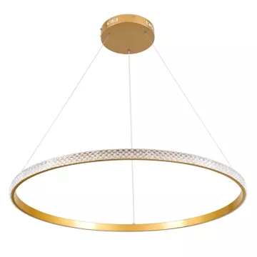 kelvo® DIAMOND  Κρεμαστό Φωτιστικό Οροφής LED 67W 6700lm 180° AC 220-240V IP20 Ρυθμιζόμενο Λευκό CCT με Χειριστήριο από 2700K έως 6000K Dimmable - Lumileds SMD Chip - Χρυσό Πλατίνα - Μ80 x Π80 x Υ3cm