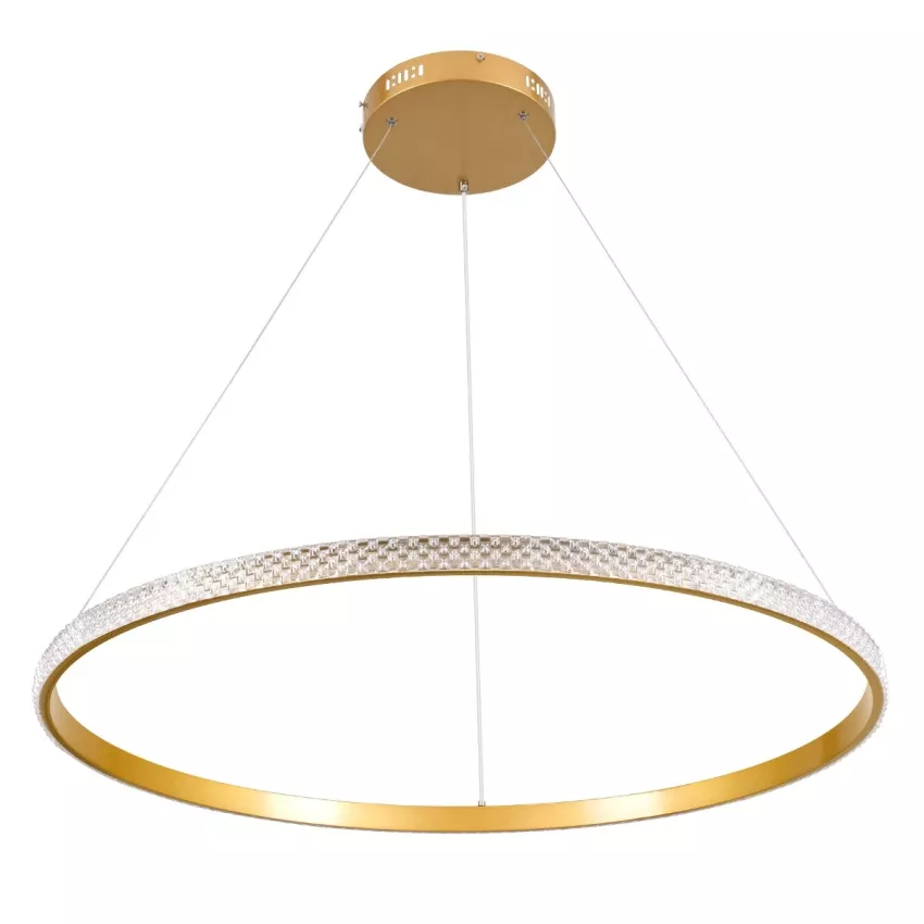 kelvo® DIAMOND  Κρεμαστό Φωτιστικό Οροφής LED 67W 6700lm 180° AC 220-240V IP20 Ρυθμιζόμενο Λευκό CCT με Χειριστήριο από 2700K έως 6000K Dimmable - Lumileds SMD Chip - Χρυσό Πλατίνα - Μ80 x Π80 x Υ3cm