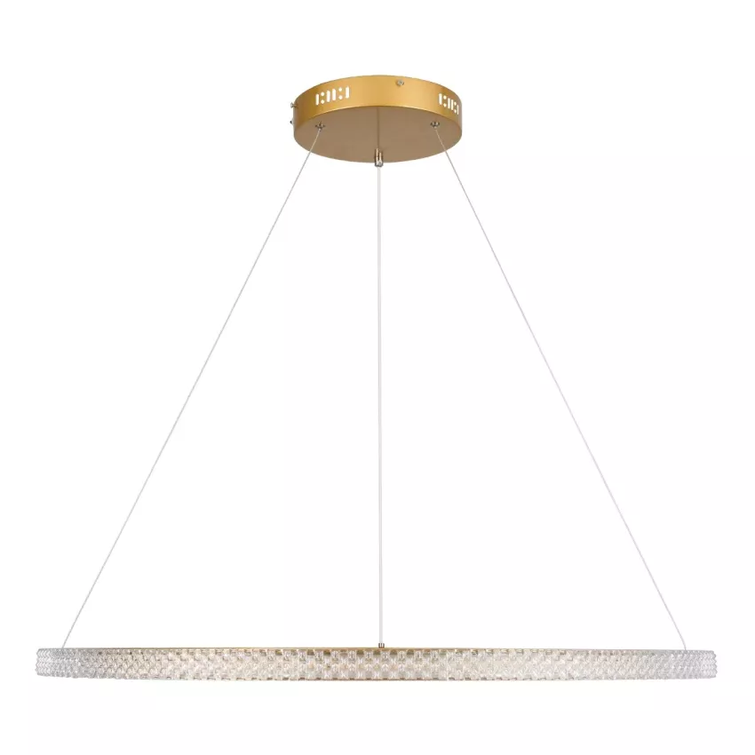 kelvo® DIAMOND  Κρεμαστό Φωτιστικό Οροφής LED 67W 6700lm 180° AC 220-240V IP20 Ρυθμιζόμενο Λευκό CCT με Χειριστήριο από 2700K έως 6000K Dimmable - Lumileds SMD Chip - Χρυσό Πλατίνα - Μ80 x Π80 x Υ3cm