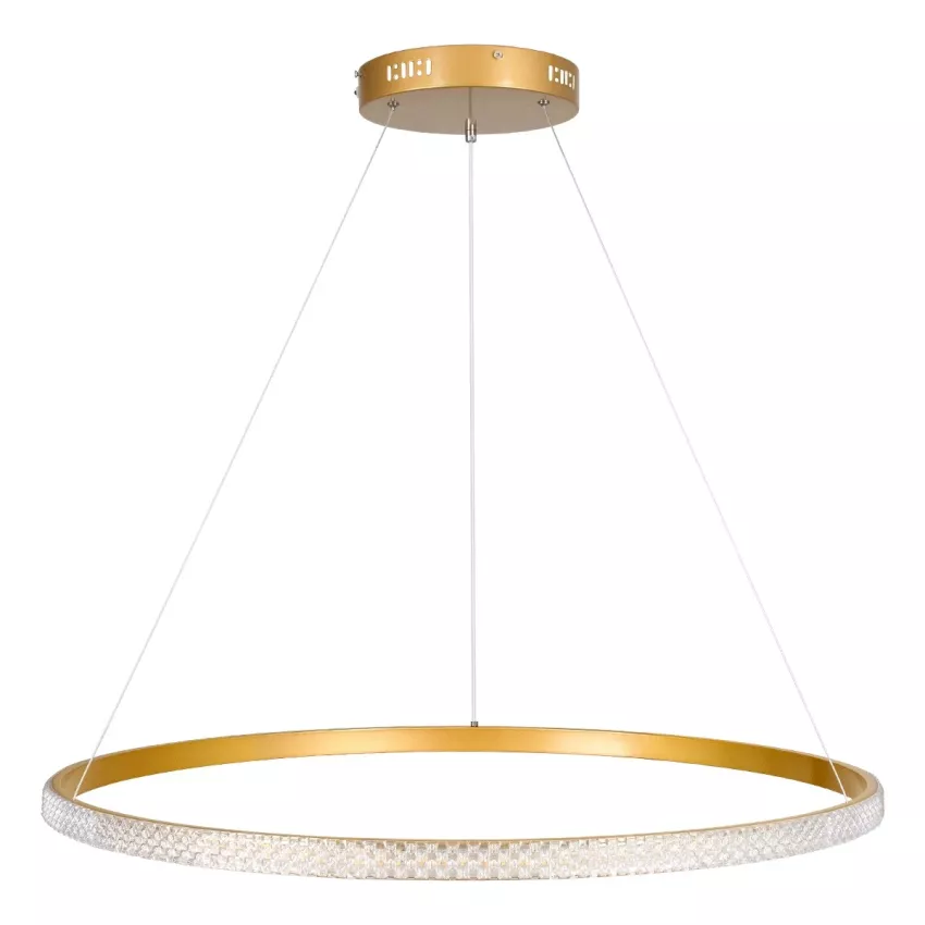 kelvo® DIAMOND  Κρεμαστό Φωτιστικό Οροφής LED 67W 6700lm 180° AC 220-240V IP20 Ρυθμιζόμενο Λευκό CCT με Χειριστήριο από 2700K έως 6000K Dimmable - Lumileds SMD Chip - Χρυσό Πλατίνα - Μ80 x Π80 x Υ3cm