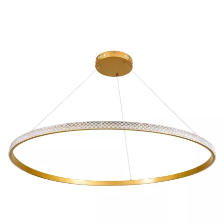 kelvo® DIAMOND  Κρεμαστό Φωτιστικό Οροφής LED 75W 7500lm 180° AC 220-240V IP20 Ρυθμιζόμενο Λευκό CCT με Χειριστήριο από 2700K έως 6000K Dimmable - Lumileds SMD Chip - Χρυσό Πλατίνα - Μ100 x Π100 x Υ3cm