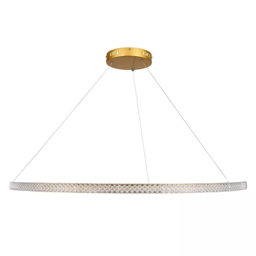 kelvo® DIAMOND  Κρεμαστό Φωτιστικό Οροφής LED 75W 7500lm 180° AC 220-240V IP20 Ρυθμιζόμενο Λευκό CCT με Χειριστήριο από 2700K έως 6000K Dimmable - Lumileds SMD Chip - Χρυσό Πλατίνα - Μ100 x Π100 x Υ3cm