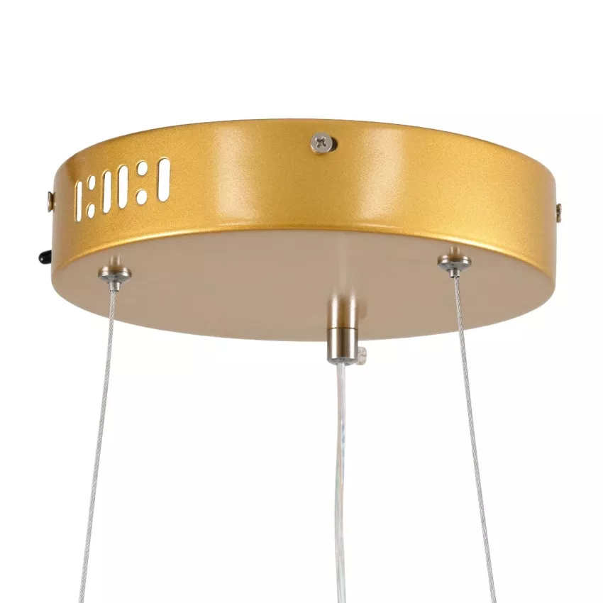 kelvo® DIAMOND  Κρεμαστό Φωτιστικό Οροφής LED 75W 7500lm 180° AC 220-240V IP20 Ρυθμιζόμενο Λευκό CCT με Χειριστήριο από 2700K έως 6000K Dimmable - Lumileds SMD Chip - Χρυσό Πλατίνα - Μ100 x Π100 x Υ3cm