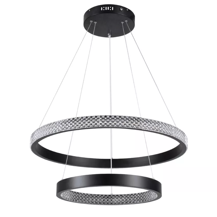 kelvo® DIAMOND  Κρεμαστό Φωτιστικό Οροφής LED 75W 7500lm 360° AC 220-240V IP20 Ρυθμιζόμενο Λευκό CCT με Χειριστήριο από 2700K έως 6000K Dimmable - Lumileds SMD Chip - Μαύρο Ματ - Μ60 x Π60 x Υ40cm