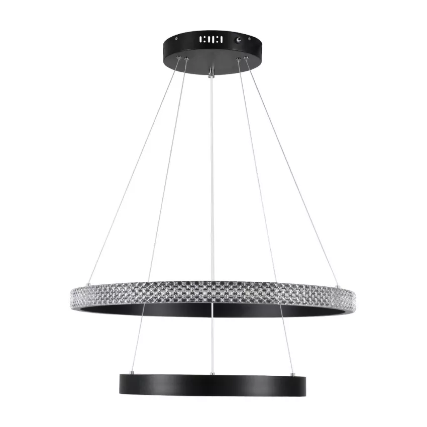 kelvo® DIAMOND  Κρεμαστό Φωτιστικό Οροφής LED 75W 7500lm 360° AC 220-240V IP20 Ρυθμιζόμενο Λευκό CCT με Χειριστήριο από 2700K έως 6000K Dimmable - Lumileds SMD Chip - Μαύρο Ματ - Μ60 x Π60 x Υ40cm