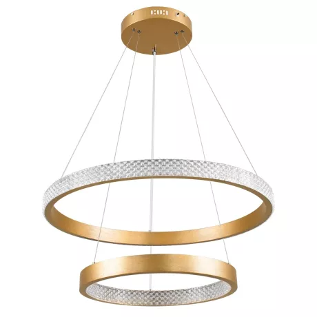kelvo® DIAMOND  Κρεμαστό Φωτιστικό Οροφής LED 75W 7500lm 360° AC 220-240V IP20 Ρυθμιζόμενο Λευκό CCT με Χειριστήριο από 2700K έως 6000K Dimmable - Lumileds SMD Chip - Χρυσό Πλατίνα - Μ60 x Π60 x Υ40cm
