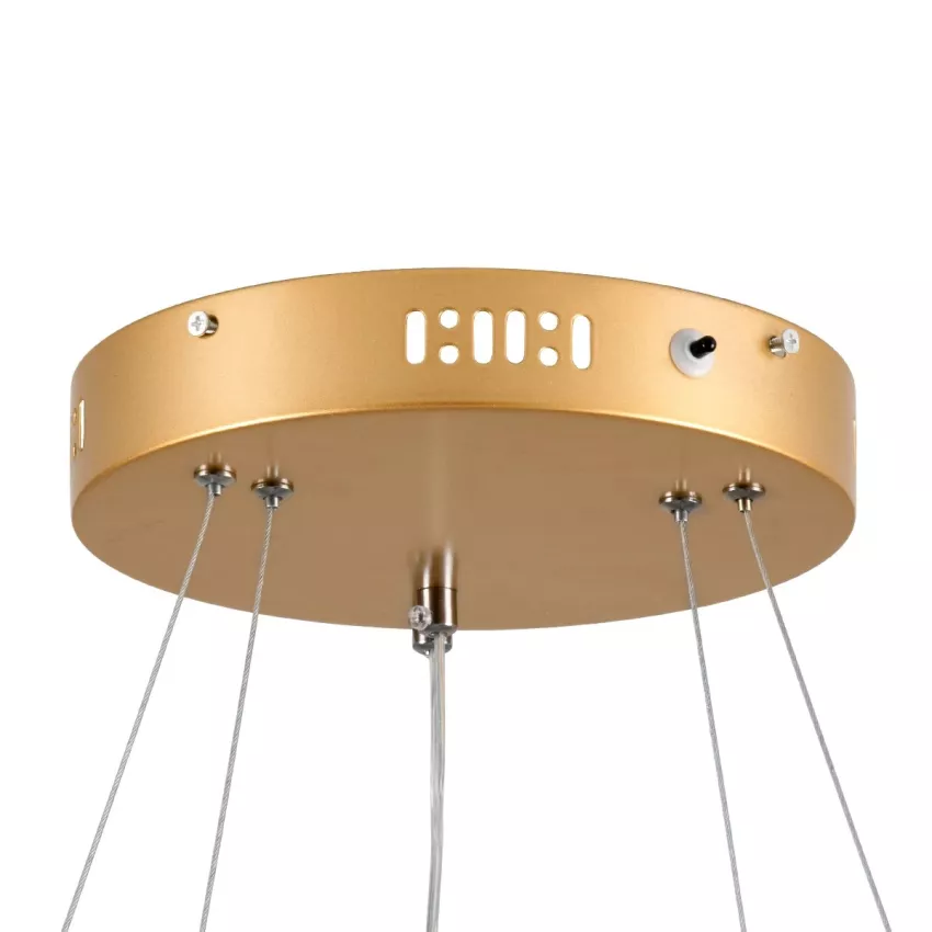 kelvo® DIAMOND  Κρεμαστό Φωτιστικό Οροφής LED 75W 7500lm 360° AC 220-240V IP20 Ρυθμιζόμενο Λευκό CCT με Χειριστήριο από 2700K έως 6000K Dimmable - Lumileds SMD Chip - Χρυσό Πλατίνα - Μ60 x Π60 x Υ40cm