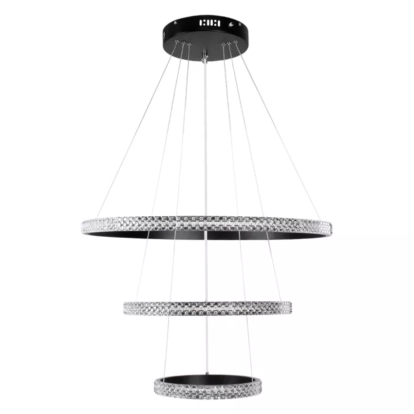 kelvo® DIAMOND  Κρεμαστό Φωτιστικό Οροφής LED 100W 10000lm 180° AC 220-240V IP20 Ρυθμιζόμενο Λευκό CCT με Χειριστήριο από 2700K έως 6000K Dimmable - Lumileds SMD Chip - Μαύρο Ματ - Μ60 x Π60 x Υ60cm