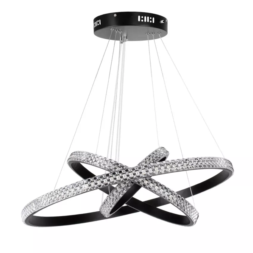 kelvo® DIAMOND  Κρεμαστό Φωτιστικό Οροφής LED 100W 10000lm 180° AC 220-240V IP20 Ρυθμιζόμενο Λευκό CCT με Χειριστήριο από 2700K έως 6000K Dimmable - Lumileds SMD Chip - Μαύρο Ματ - Μ60 x Π60 x Υ60cm