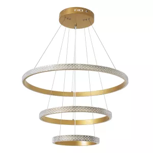 kelvo® DIAMOND  Κρεμαστό Φωτιστικό Οροφής LED 100W 10000lm 180° AC 220-240V IP20 Ρυθμιζόμενο Λευκό CCT με Χειριστήριο από 2700K έως 6000K Dimmable - Lumileds SMD Chip - Χρυσό Πλατίνα - Μ60 x Π60 x Υ60cm