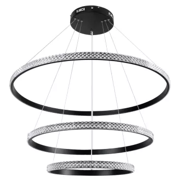 kelvo® DIAMOND  Κρεμαστό Φωτιστικό Οροφής LED 120W 12000lm 180° AC 220-240V IP20 Ρυθμιζόμενο Λευκό CCT με Χειριστήριο από 2700K έως 6000K Dimmable - Lumileds SMD Chip - Μαύρο Ματ - Μ80 x Π80 x Υ80cm