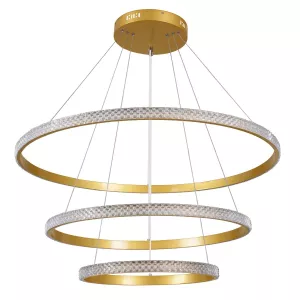 kelvo® DIAMOND  Κρεμαστό Φωτιστικό Οροφής LED 120W 12000lm 180° AC 220-240V IP20 Ρυθμιζόμενο Λευκό CCT με Χειριστήριο από 2700K έως 6000K Dimmable - Lumileds SMD Chip - Χρυσό Πλατίνα - Μ80 x Π80 x Υ80cm