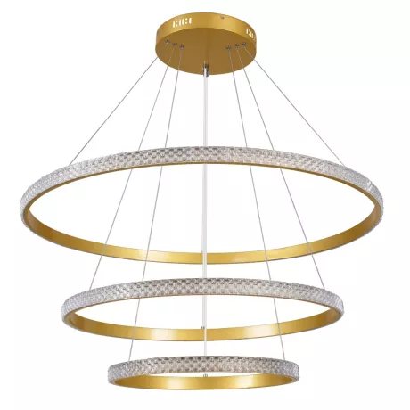 kelvo® DIAMOND  Κρεμαστό Φωτιστικό Οροφής LED 120W 12000lm 180° AC 220-240V IP20 Ρυθμιζόμενο Λευκό CCT με Χειριστήριο από 2700K έως 6000K Dimmable - Lumileds SMD Chip - Χρυσό Πλατίνα - Μ80 x Π80 x Υ80cm