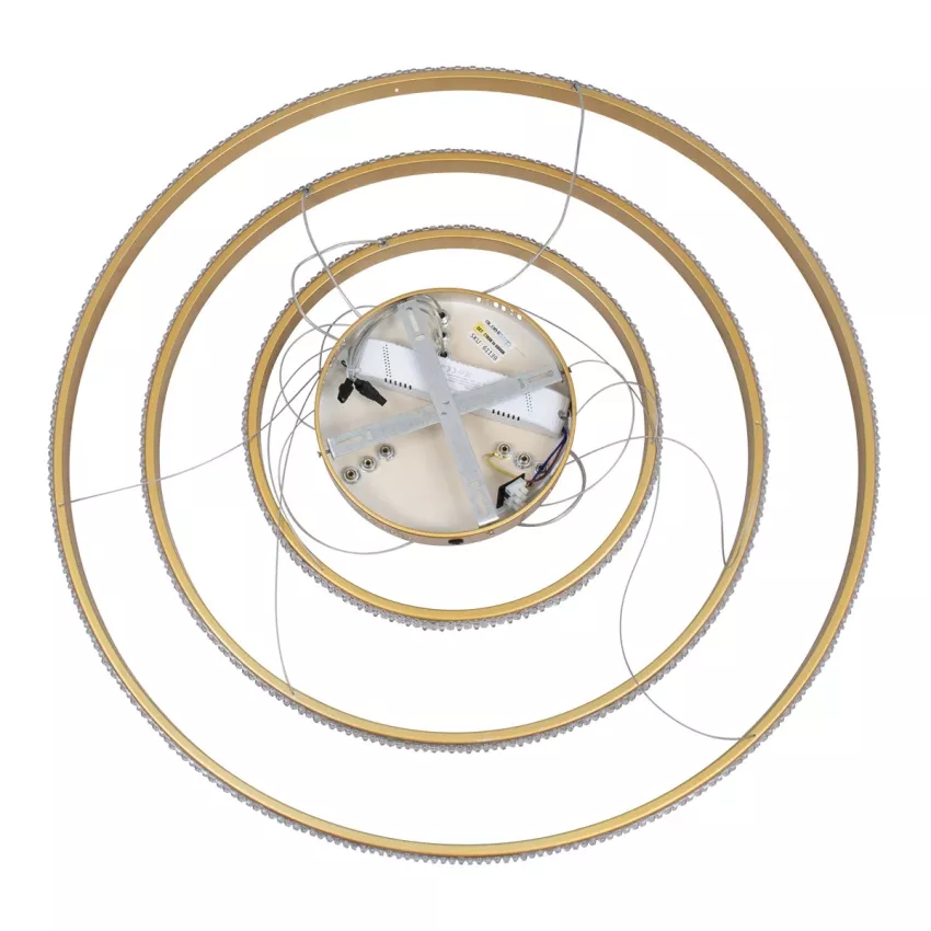 kelvo® DIAMOND  Κρεμαστό Φωτιστικό Οροφής LED 120W 12000lm 180° AC 220-240V IP20 Ρυθμιζόμενο Λευκό CCT με Χειριστήριο από 2700K έως 6000K Dimmable - Lumileds SMD Chip - Χρυσό Πλατίνα - Μ80 x Π80 x Υ80cm