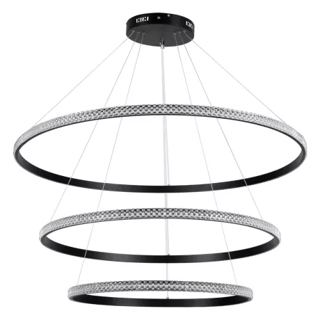kelvo® DIAMOND  Κρεμαστό Φωτιστικό Οροφής LED 150W 15000lm 180° AC 220-240V IP20 Ρυθμιζόμενο Λευκό CCT με Χειριστήριο από 2700K έως 6000K Dimmable - Lumileds SMD Chip - Μαύρο Ματ - Μ100 x Π100 x Υ100cm