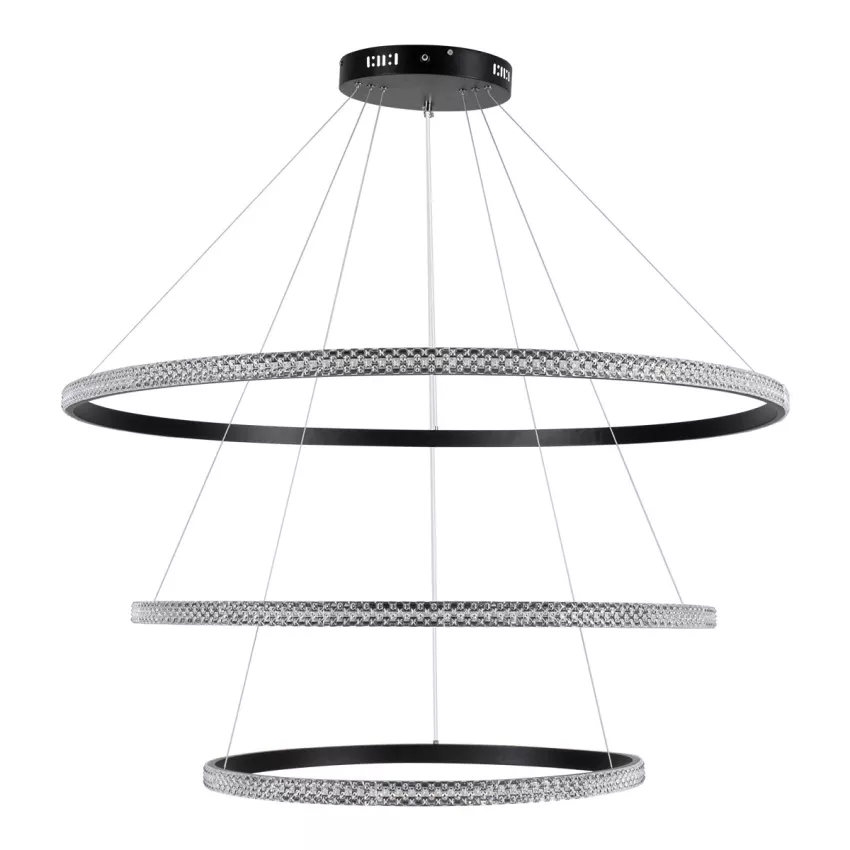 kelvo® DIAMOND  Κρεμαστό Φωτιστικό Οροφής LED 150W 15000lm 180° AC 220-240V IP20 Ρυθμιζόμενο Λευκό CCT με Χειριστήριο από 2700K έως 6000K Dimmable - Lumileds SMD Chip - Μαύρο Ματ - Μ100 x Π100 x Υ100cm