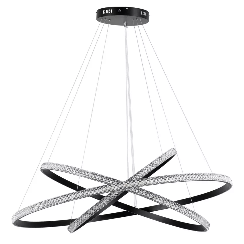 kelvo® DIAMOND  Κρεμαστό Φωτιστικό Οροφής LED 150W 15000lm 180° AC 220-240V IP20 Ρυθμιζόμενο Λευκό CCT με Χειριστήριο από 2700K έως 6000K Dimmable - Lumileds SMD Chip - Μαύρο Ματ - Μ100 x Π100 x Υ100cm
