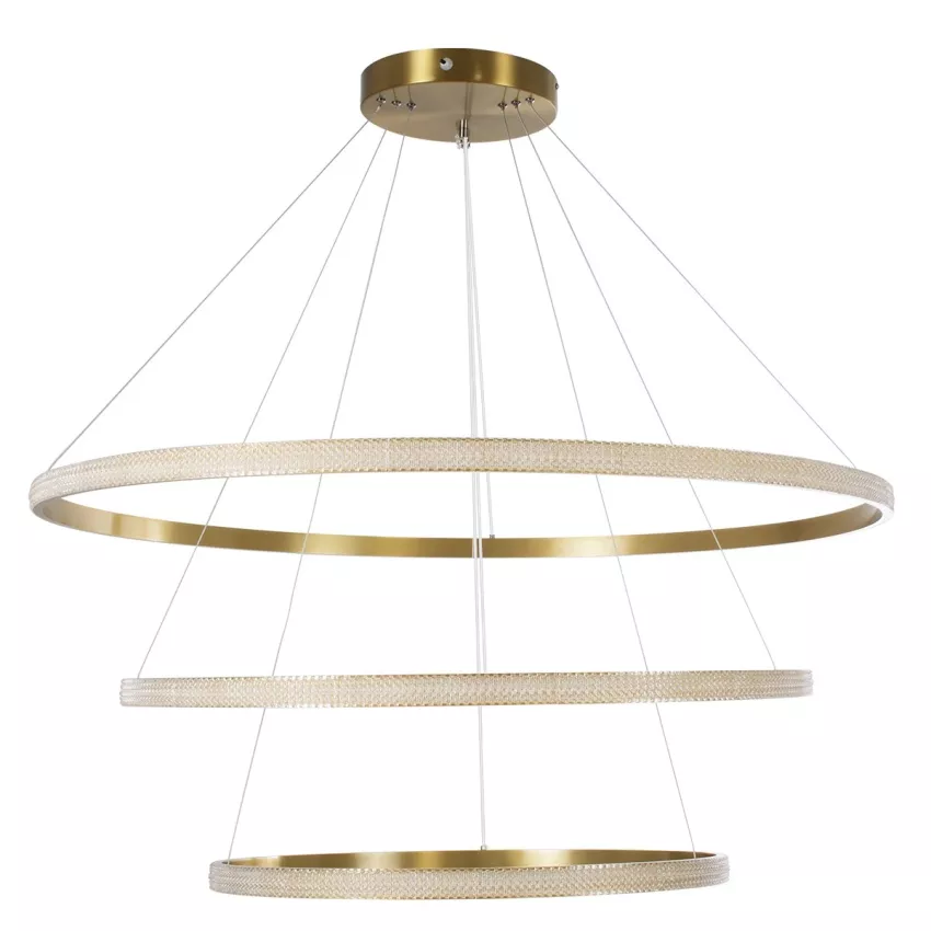 kelvo® DIAMOND  Κρεμαστό Φωτιστικό Οροφής LED 150W 15000lm 180° AC 220-240V IP20 Ρυθμιζόμενο Λευκό CCT με Χειριστήριο από 2700K έως 6000K Dimmable - Lumileds SMD Chip - Χρυσό Πλατίνα - Μ100 x Π100 x Υ100cm