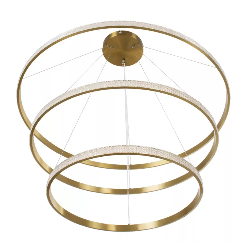 kelvo® DIAMOND  Κρεμαστό Φωτιστικό Οροφής LED 150W 15000lm 180° AC 220-240V IP20 Ρυθμιζόμενο Λευκό CCT με Χειριστήριο από 2700K έως 6000K Dimmable - Lumileds SMD Chip - Χρυσό Πλατίνα - Μ100 x Π100 x Υ100cm