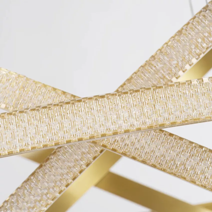 kelvo® DIAMOND  Κρεμαστό Φωτιστικό Οροφής LED 150W 15000lm 180° AC 220-240V IP20 Ρυθμιζόμενο Λευκό CCT με Χειριστήριο από 2700K έως 6000K Dimmable - Lumileds SMD Chip - Χρυσό Πλατίνα - Μ100 x Π100 x Υ100cm