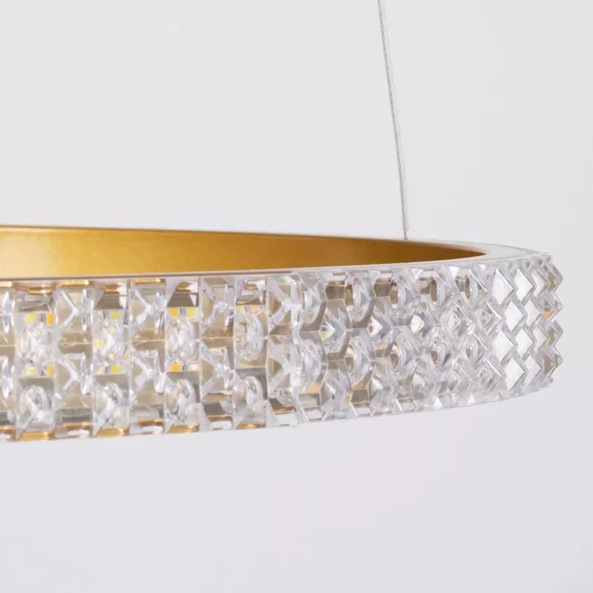 kelvo® DIAMOND  Κρεμαστό Φωτιστικό Οροφής LED 100W 10000lm 180° AC 220-240V IP20 Ρυθμιζόμενο Λευκό CCT με Χειριστήριο από 2700K έως 6000K Dimmable - Lumileds SMD Chip - Χρυσό Πλατίνα - Μ110 x Π110 x Υ60cm