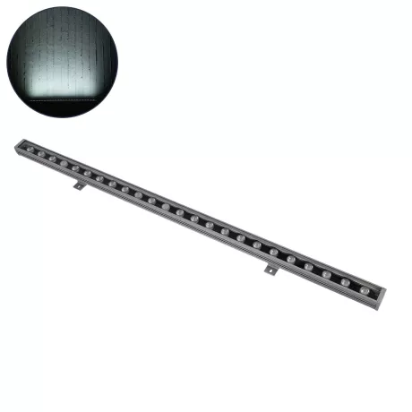 GLOBOSTAR® WASHERFAIA  Μπάρα Φωτισμού Wall Washer LED 24W 2880lm 15° DC 24V Αδιάβροχο IP65 Ψυχρό Λευκό 6000K Dimmable - Bridgelux SMD Chip - Ασημί - Μ100 x Π4 x Υ6.1cm