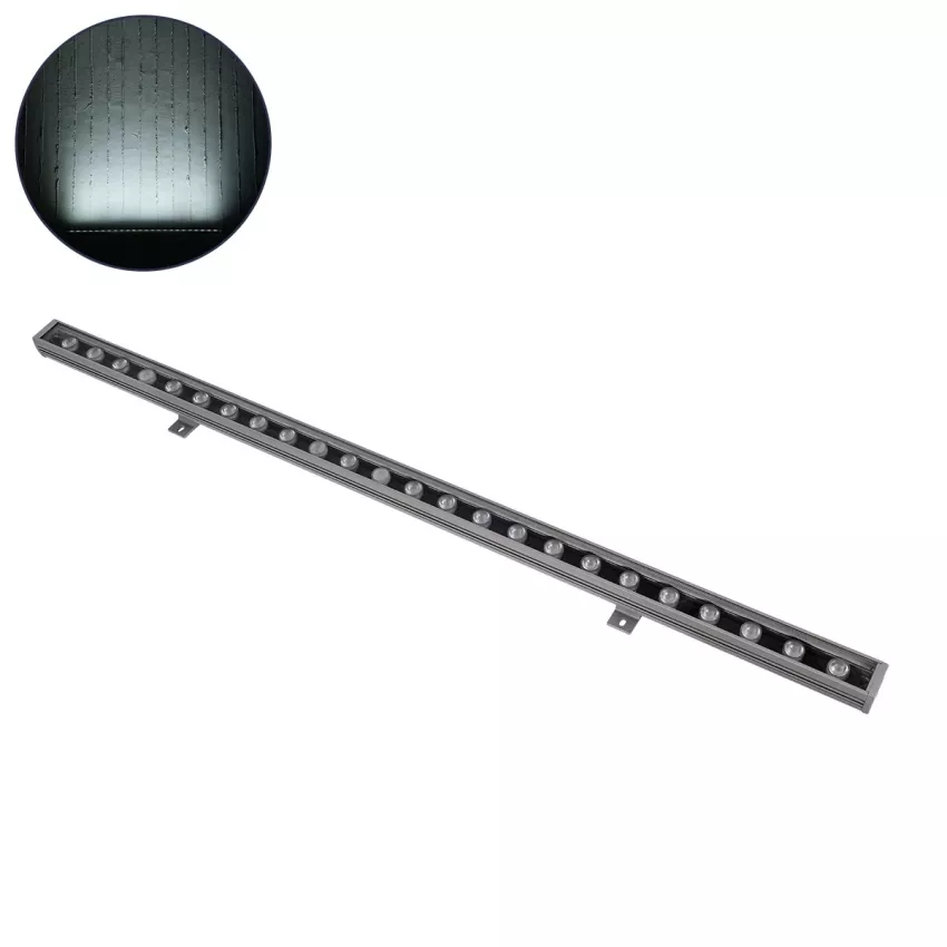 GLOBOSTAR® WASHERFAIA  Μπάρα Φωτισμού Wall Washer LED 24W 2880lm 15° DC 24V Αδιάβροχο IP65 Ψυχρό Λευκό 6000K Dimmable - Bridgelux SMD Chip - Ασημί - Μ100 x Π4 x Υ6.1cm