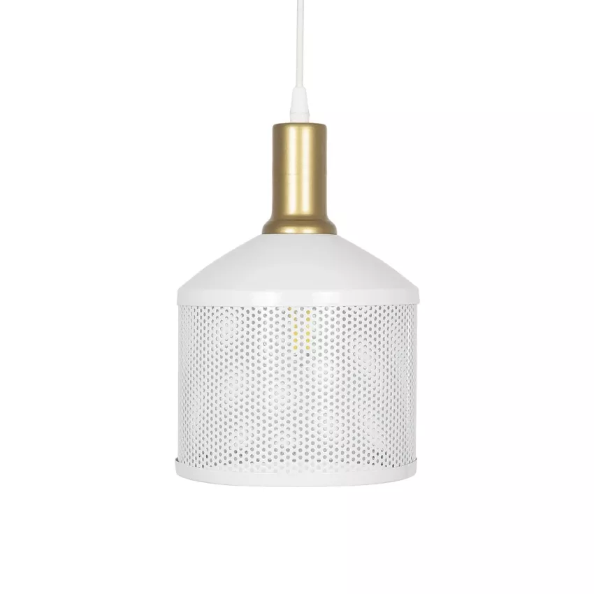 GLOBOSTAR® NETO  Μοντέρνο Κρεμαστό Φωτιστικό Οροφής με Ντουί 1 x E27 AC 220-240V IP20 - Χρυσό & Λευκό - Μ18 x Π18 x Υ70cm