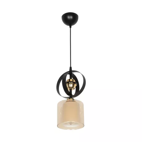 GLOBOSTAR® ZENIA  Vintage Κρεμαστό Φωτιστικό Οροφής με Ντουί 1 x E27 AC 220-240V IP20 - Μαύρο - Μ16 x Π16 x Υ70cm