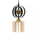 GLOBOSTAR® ZENIA  Vintage Κρεμαστό Φωτιστικό Οροφής με Ντουί 1 x E27 AC 220-240V IP20 - Μαύρο - Μ16 x Π16 x Υ70cm