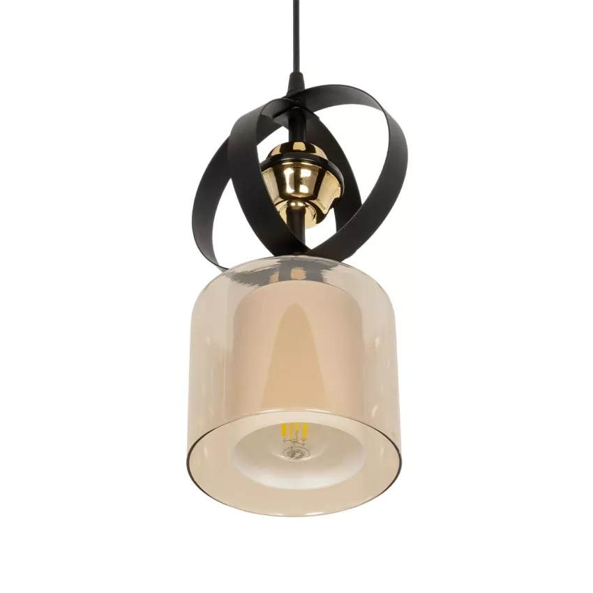 GLOBOSTAR® ZENIA  Vintage Κρεμαστό Φωτιστικό Οροφής με Ντουί 1 x E27 AC 220-240V IP20 - Μαύρο - Μ16 x Π16 x Υ70cm