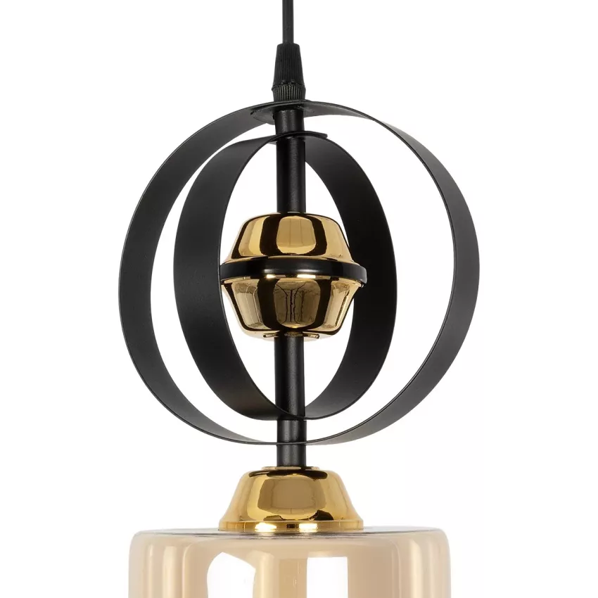 GLOBOSTAR® ZENIA  Vintage Κρεμαστό Φωτιστικό Οροφής με Ντουί 1 x E27 AC 220-240V IP20 - Μαύρο - Μ16 x Π16 x Υ70cm