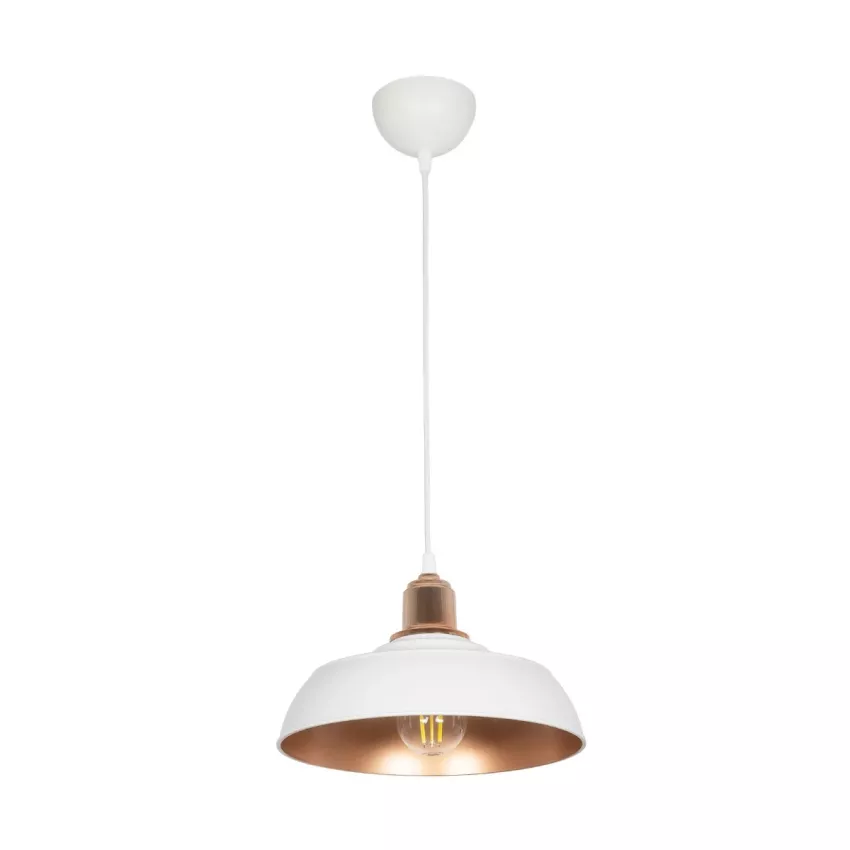 GLOBOSTAR® LOAN  Μοντέρνο Κρεμαστό Φωτιστικό Οροφής με Ντουί 1 x E27 AC 220-240V IP20 - Λευκό & Μπρονζέ  - Μ25.5 x Π25.5 x Υ17cm